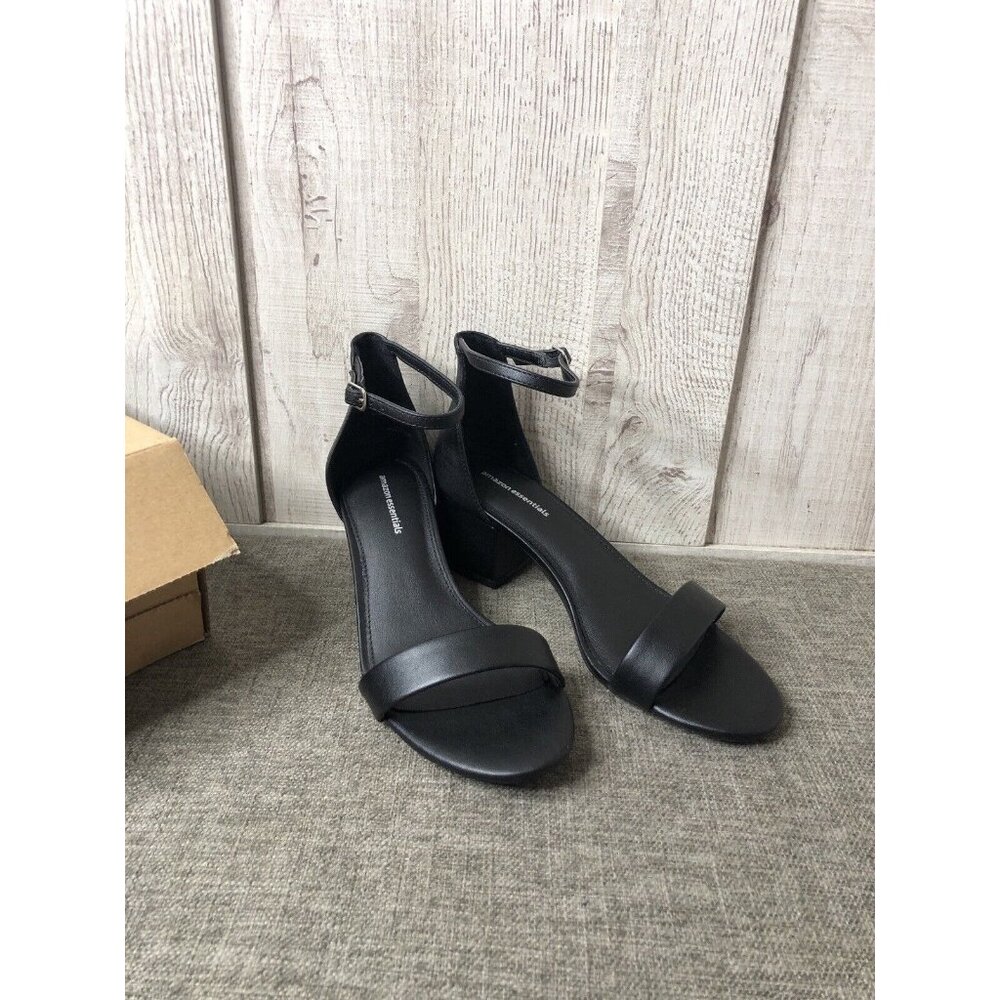 Womens Essentials Shoes Size 8.5 Black Heels Dress Sandals Open Toe Summer